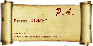 Prusz Aldó névjegykártya
